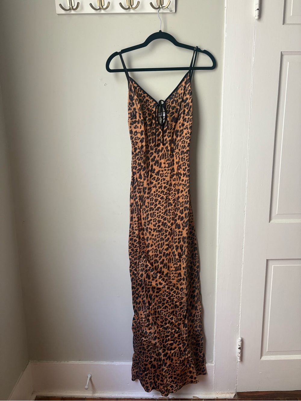 Rumored Leopard-Print Maxi Slip Dress in Brown and Black